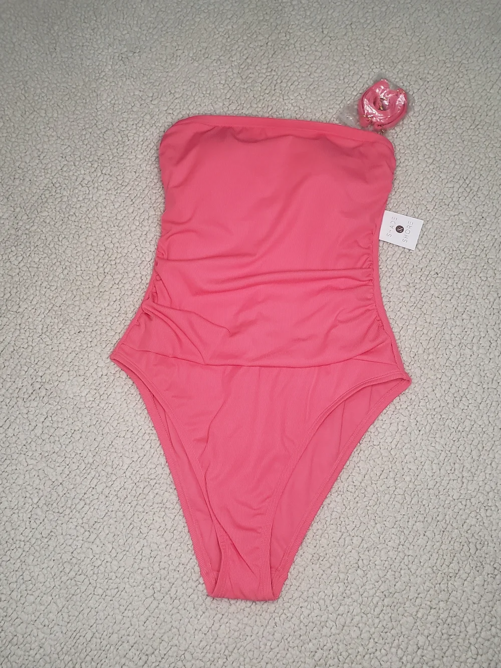 SHADE & SHORE Vibrant Pink Strapless One-Piece Swimsuit | Small NEW